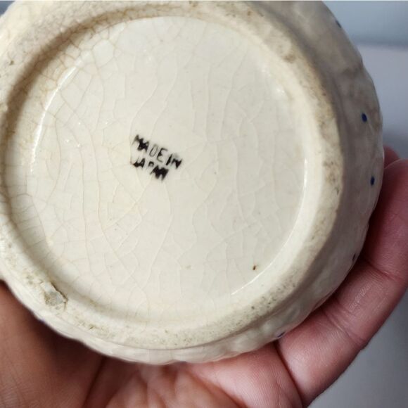 Small Pitcher or Creamer Hand Painted JAPAN Blue Flowers & Dots Embossed - Picture 5 of 7